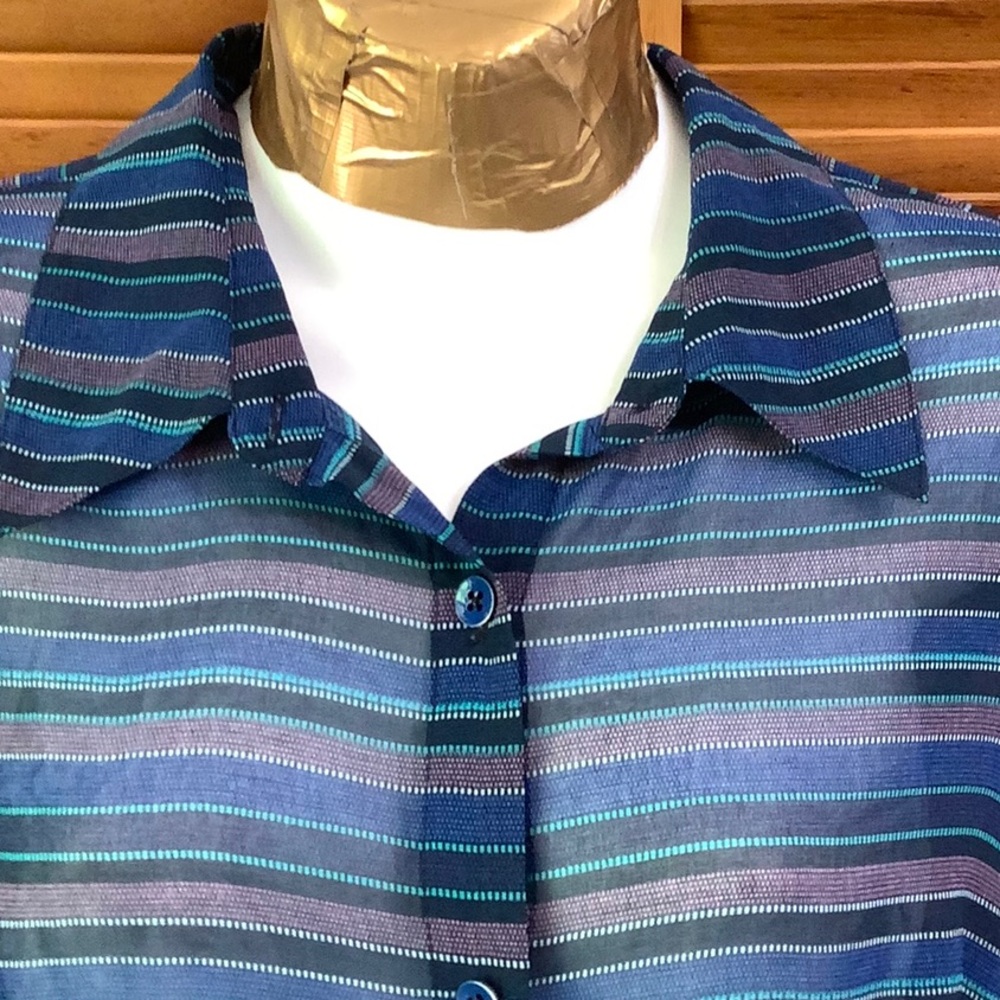 Cabi Multicolored Stripes Button-Down Sheer Shirt - image 2